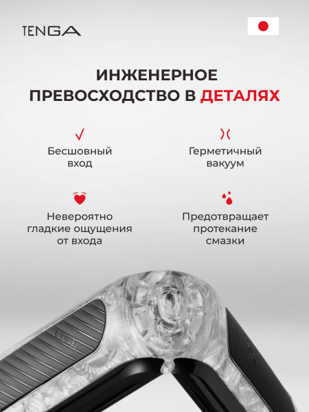 TFZ-102 - Мастурбатор Tenga Flip Zero с вибрацией, черный | Казанова 69