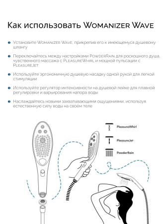 26807000 - Насадка для душа Womanizer Wave серебристая | Казанова 69