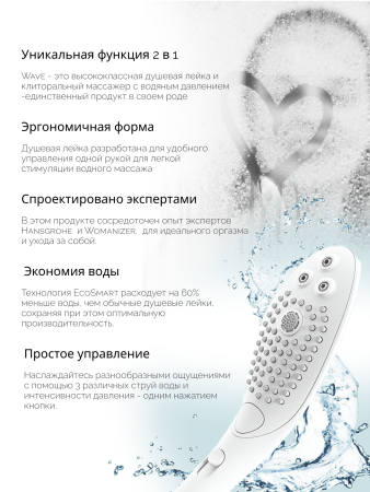 26807700 - Насадка для душа Womanizer Wave белая | Казанова 69