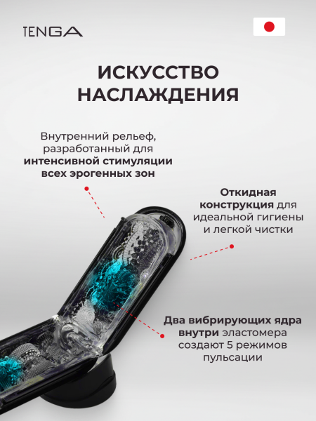 TFZ-102 - Мастурбатор Tenga Flip Zero с вибрацией, черный | Казанова 69