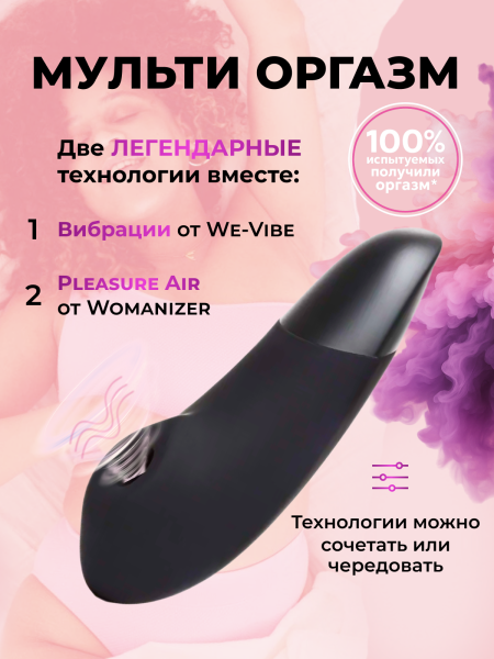 WZSN1SG9 - Бесконтактный клиторальный стимулятор Womanizer Enhance с вибрацией, черный | Казанова 69