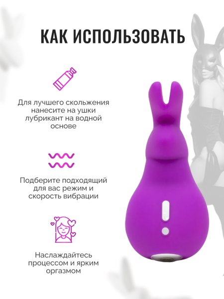 73136 - Клиторальный вибратор Happy Rabbit Mini Ears фиолетовый | Казанова 69